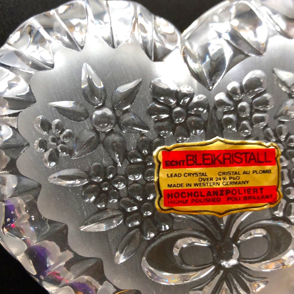 NEW LISTING! Vintage Heart Shaped Crystal Trinket Box